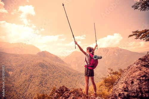 Female hiker enjoying beautiful view