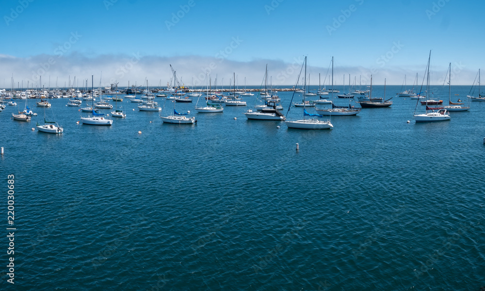 Multiple Sail Boats On Open Waters with Storm In the Horizon