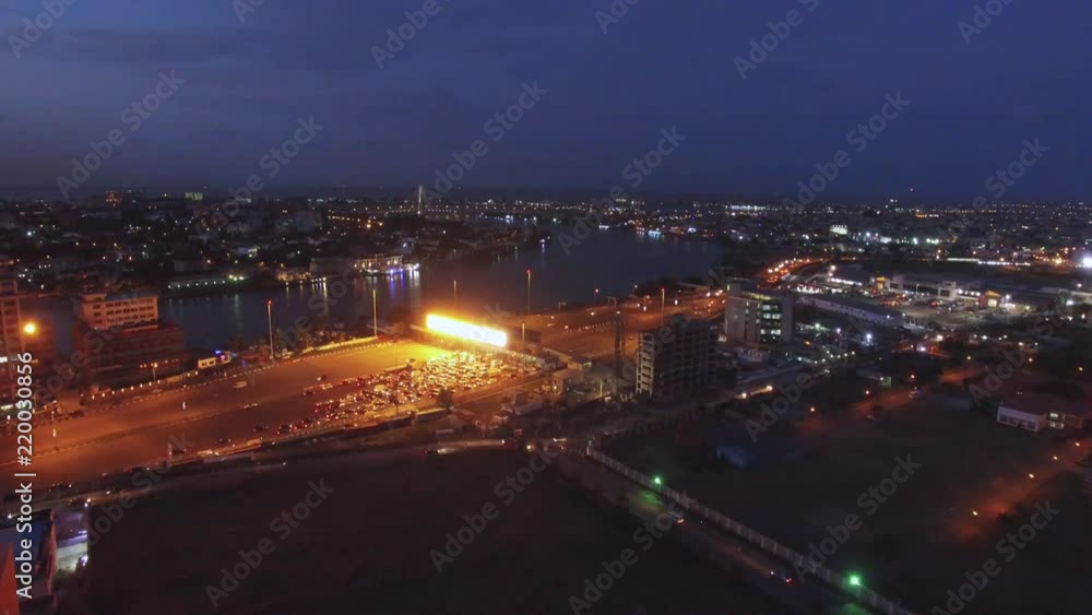 Aerial (Drone) Shot of Victoria Island Extension/Lekki Peninsula, Lagos, Nigeria at Night Aerial (Drone) Shot of Victoria Island Extension/Lekki Peninsula, Lagos, Nigeria at Night