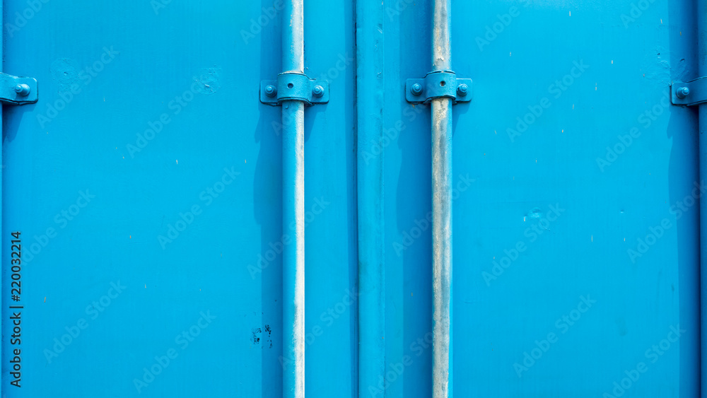 Close up container. Blue cargo container Close up container. Blue cargo container