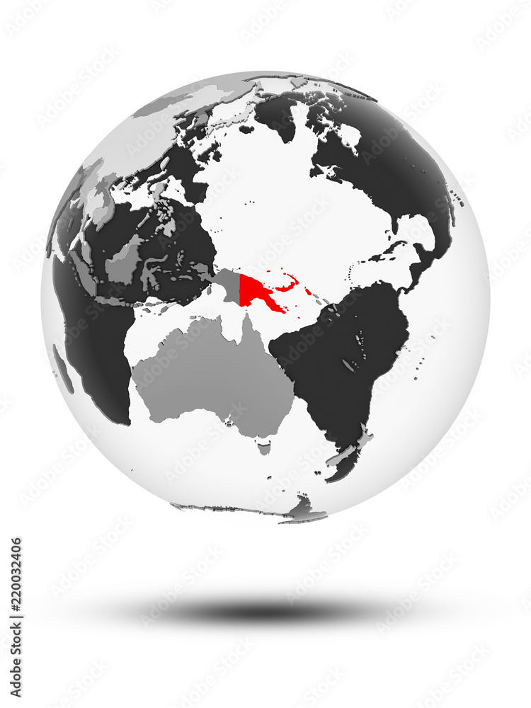 Obraz premium Papua New Guinea on political globe