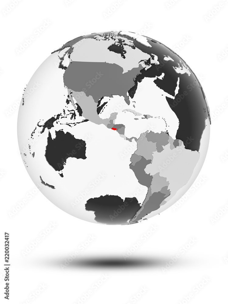 El Salvador on political globe El Salvador on political globe