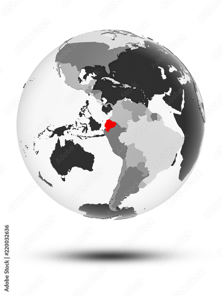 Ecuador on political globe Ecuador on political globe