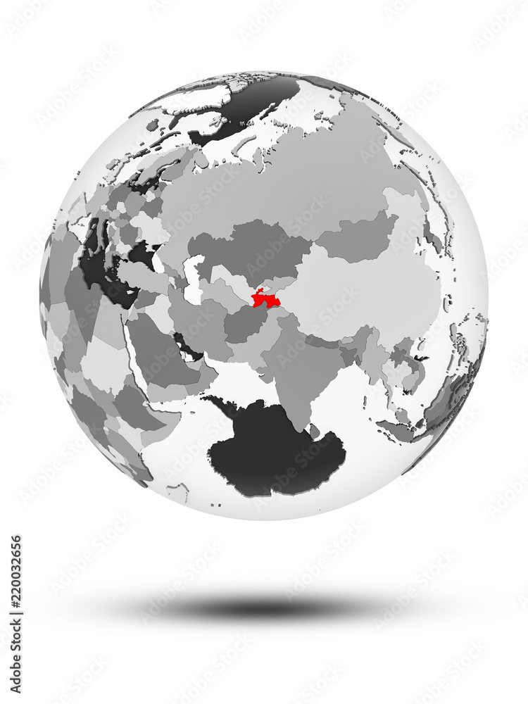 Tajikistan on political globe