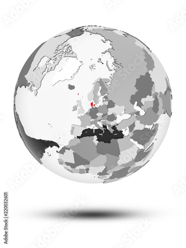 Denmark on political globe
