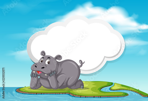 A hippopotamus in nature template