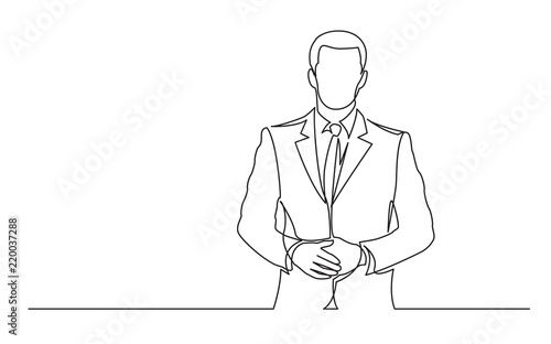 continuous line drawing of walking businessman in suit