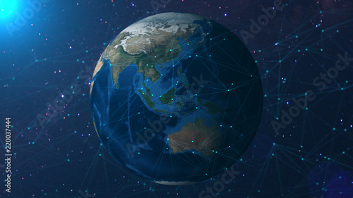 Global network concept. image from space furnished by NASA