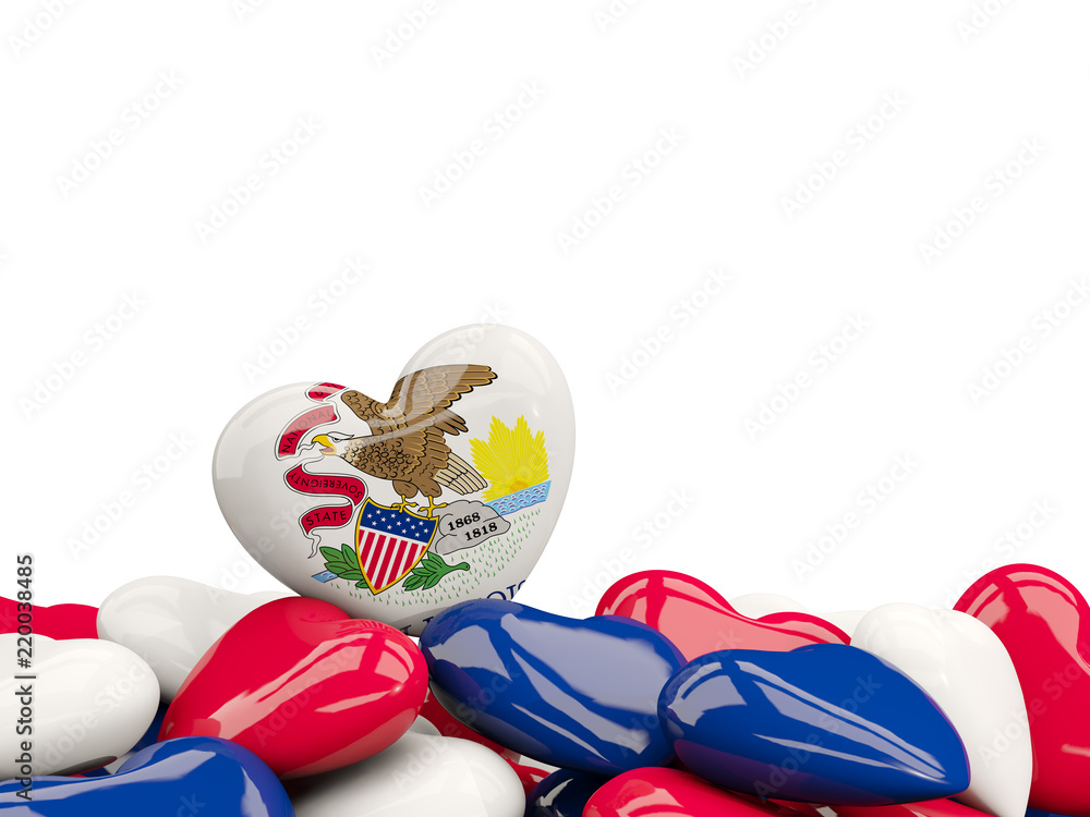 Heart shaped illinois state flag. United states local flags