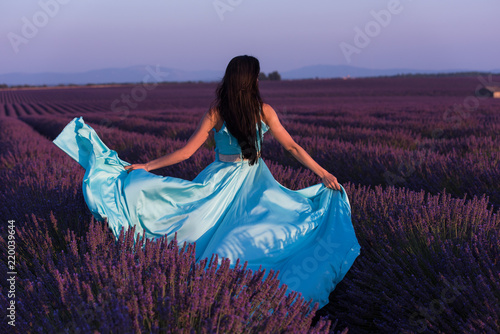 woman in lavender flower field photo