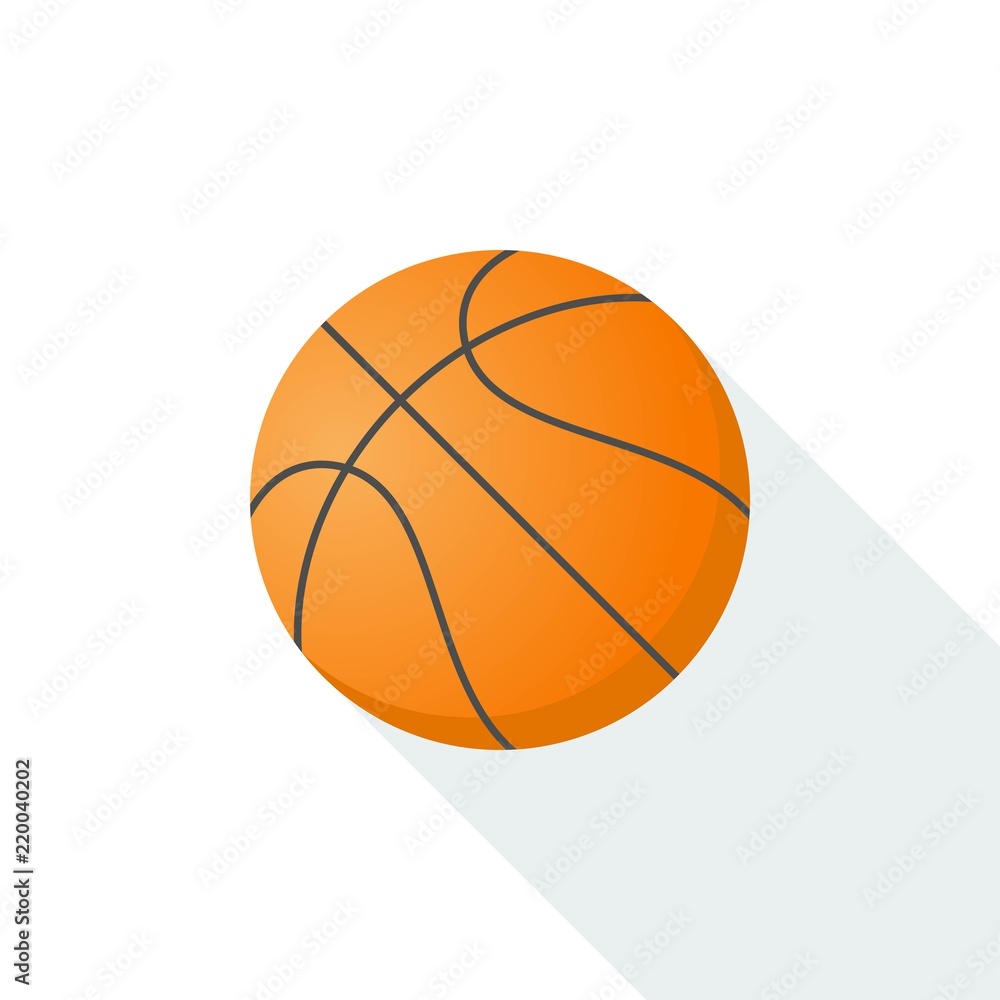 Basketball icon vector isolated on background with long shadow