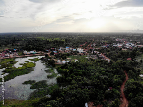 Aerial View of Lake, at Siem Reap, Cambodia