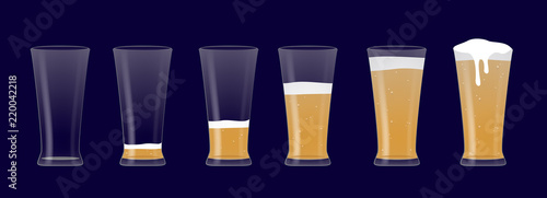 Beer Elegant Glass Animation Vector Illustration