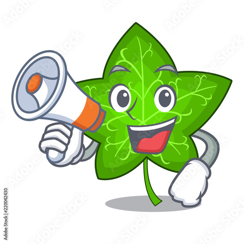 With megaphone ivy leaf isolated on character cartoon