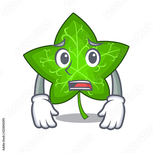 Afraid fresh green ivy leaf mascot cartoon