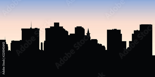 Skyline silhouette of the city of Boston  Massachusetts  USA