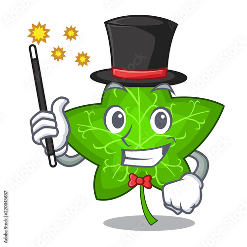 Magician mascot cartoon beautiful ivy leaf plant