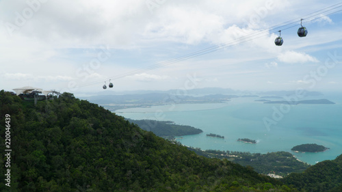 Langkawi Sky Cab leading to the Sky Bridge with amazing view of Langkawi island, Malaysia