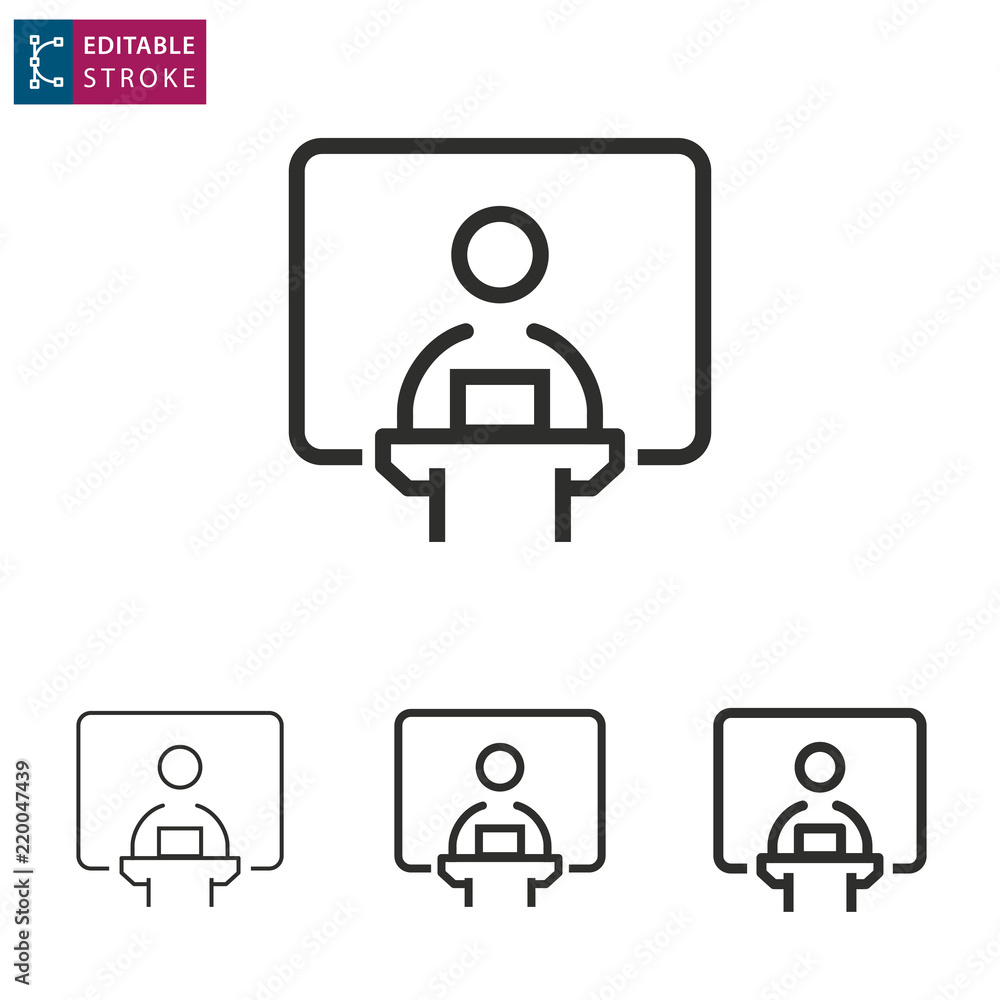 Conference line icon on white background. Editable stroke. Conference line icon on white background. Editable stroke.