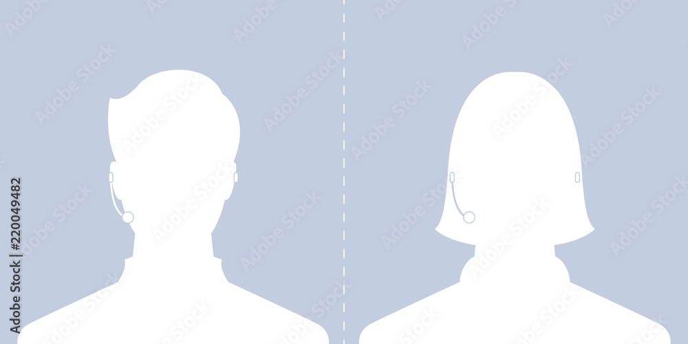 avatar head profile silhouette call center male and female picture