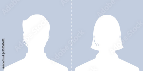 avatar head profile silhouette call center male and female picture