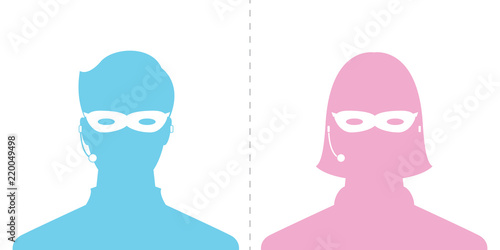 avatar head profile silhouette call center thief mask male and female picture
