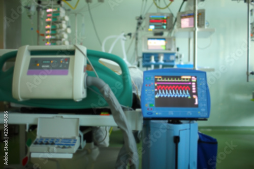 Heart rate monitoring of patient in the intensive care unit, unfocused background