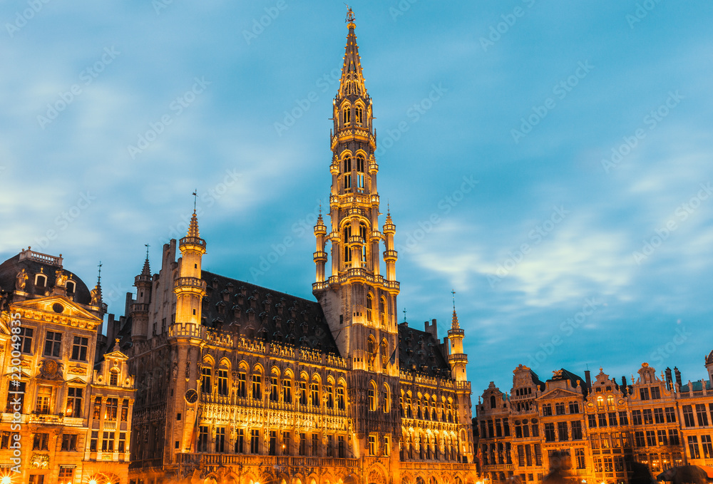 Brussels , Grand place in summer twilight ,Belgium Brussels , Grand place in summer twilight ,Belgium