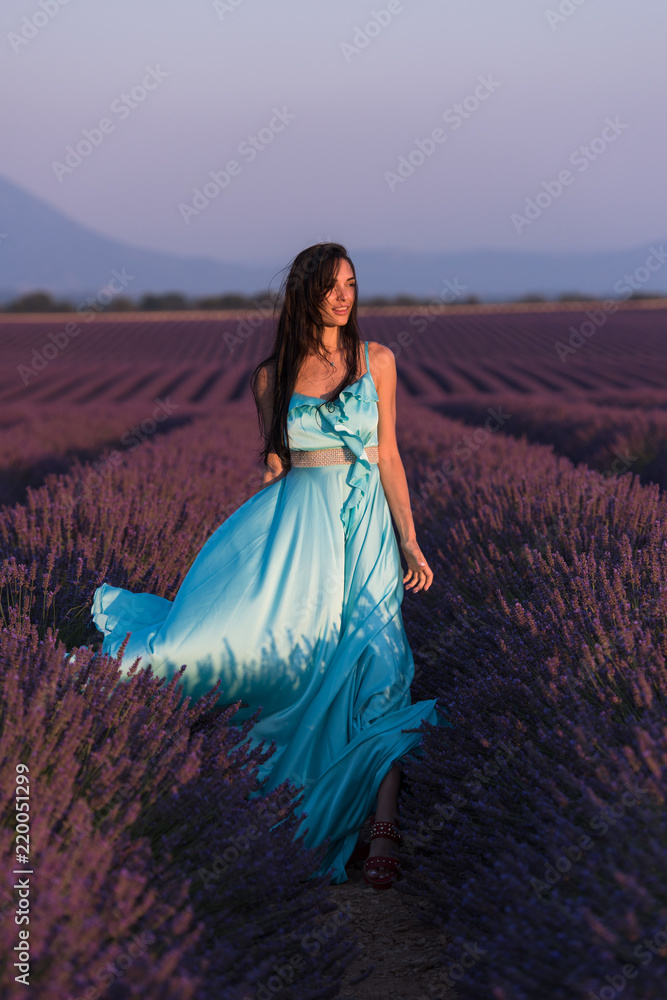 woman portrait in lavender flower field