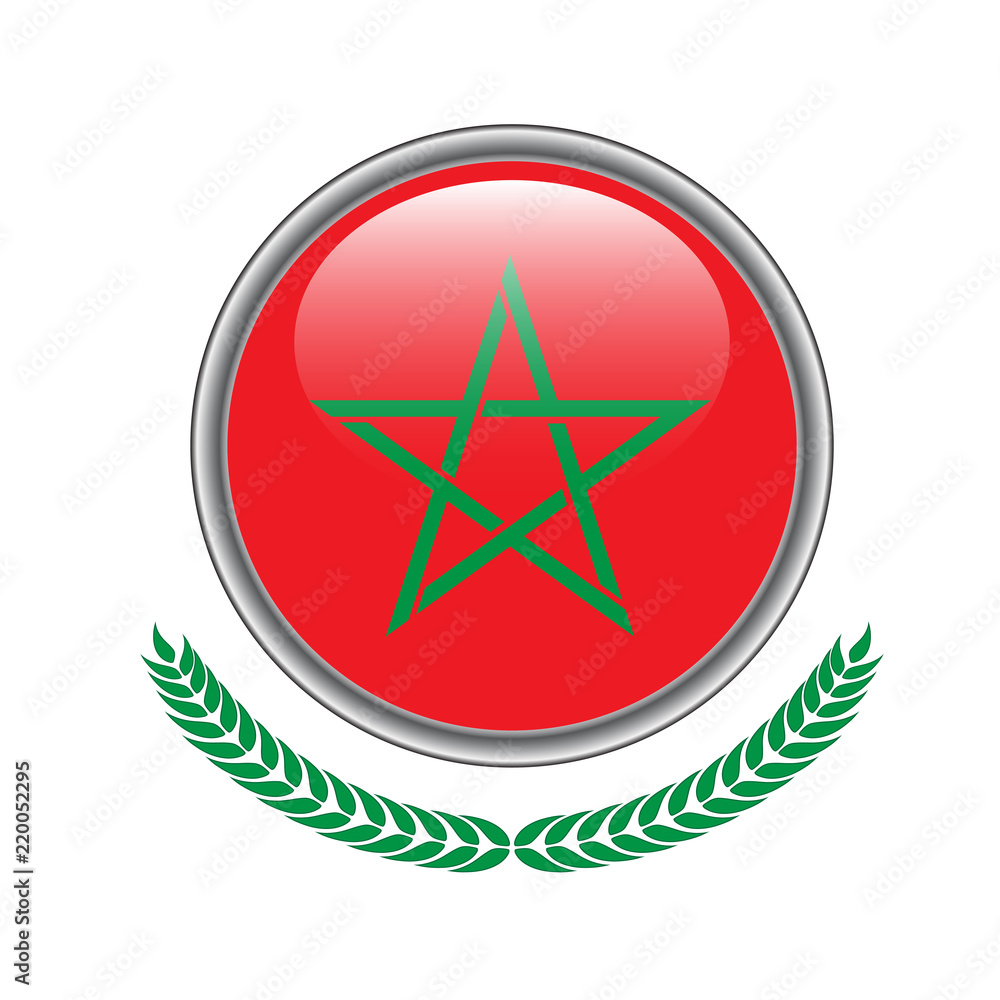 morocco flag button. morocco flag icon. Vector illustration of morocco flag on white background. morocco flag button. morocco flag icon. Vector illustration of morocco flag on white background.