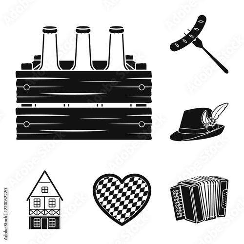 October festival in Munich black icons in set collection for design.Tradition and fun vector symbol stock web illustration.