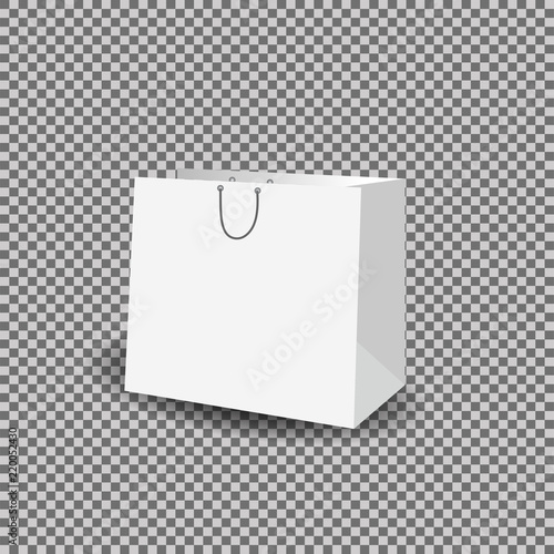 Paper bag mock up vector template on transparent background.