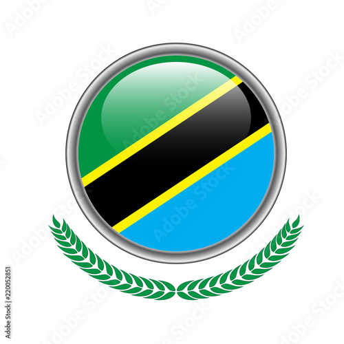 Tanzania flag button. Tanzania flag icon. Vector illustration of tanzania flag on white background.