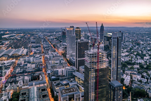 Aerial of the financial district in Frankfurt  Germany - Europe