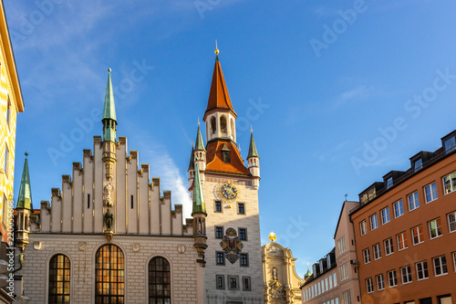 Marienplatz town hall in summer at Munich Germany