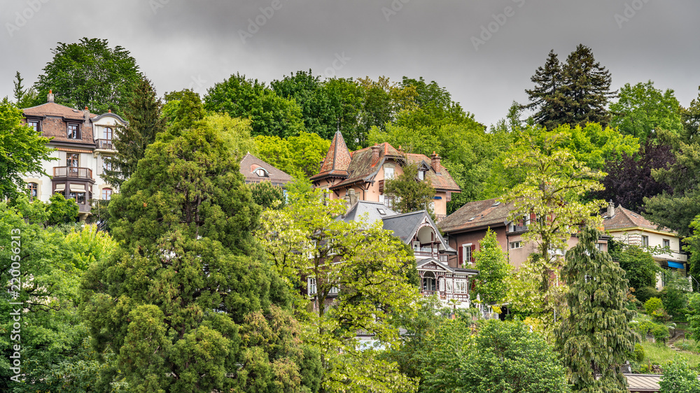 Fototapeta premium Switzerland, Lozanna cityscapes and rooftops