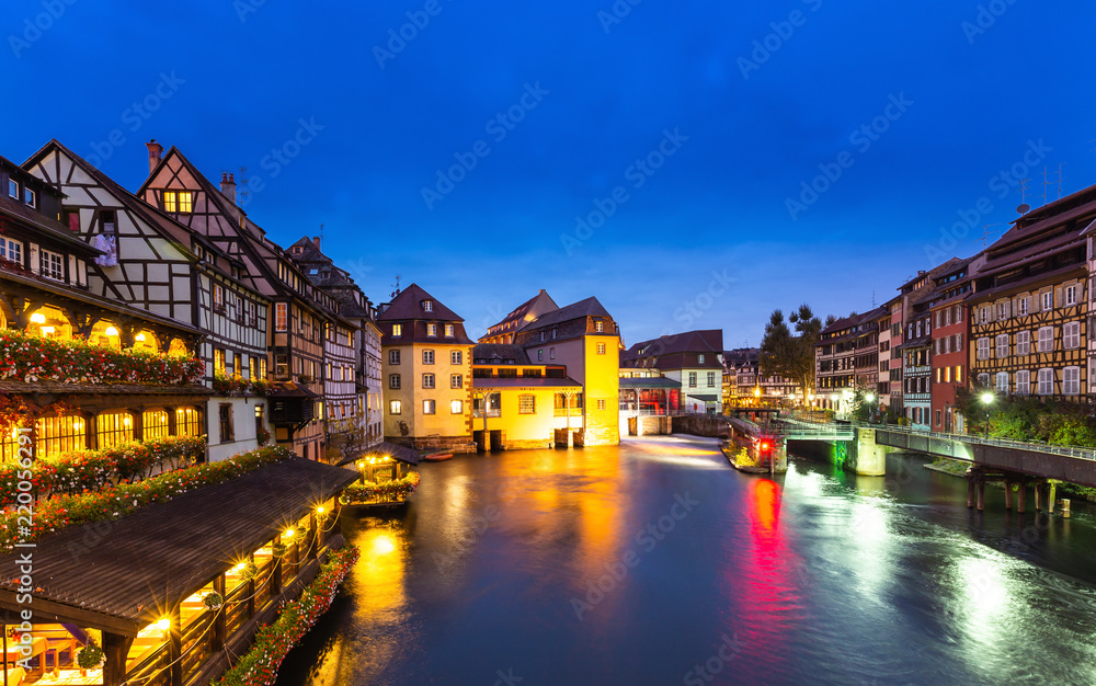La petite france alsace in summer twilight , Strasbourg France
