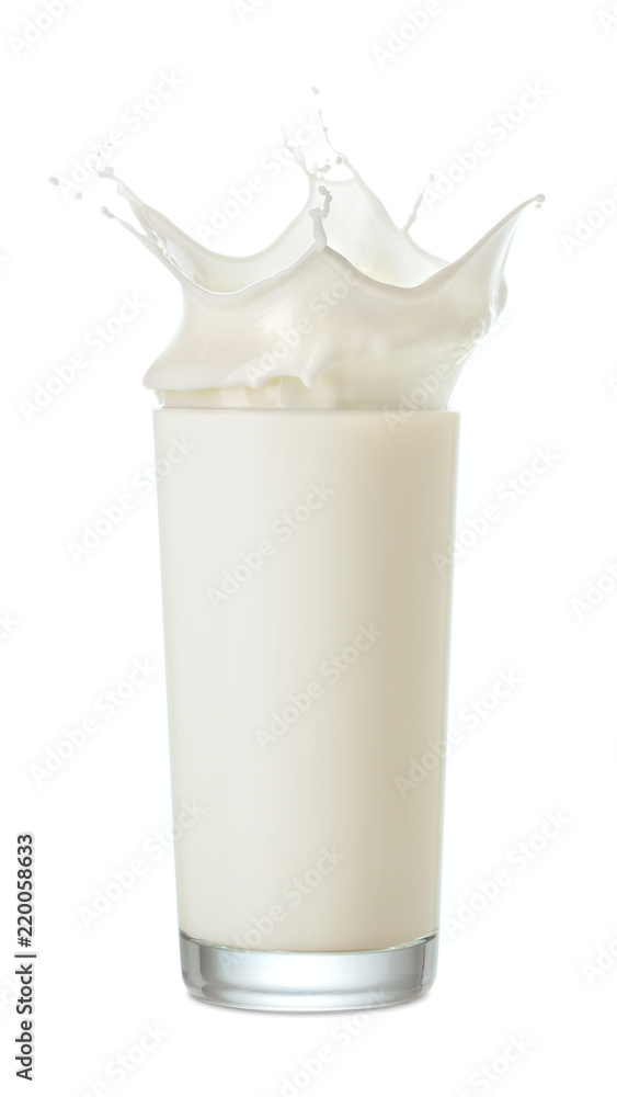 glass of fresh milk with splash isolated on white background glass of fresh milk with splash isolated on white background