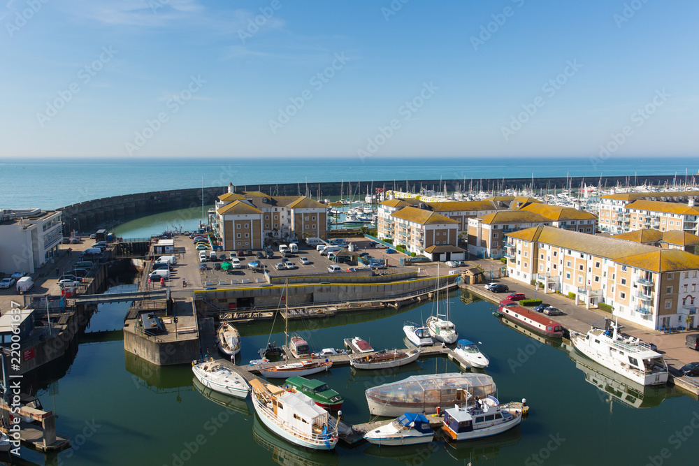 Brighton harbour and marina on a beautiful day in East Sussex England UK near Eastbourne 