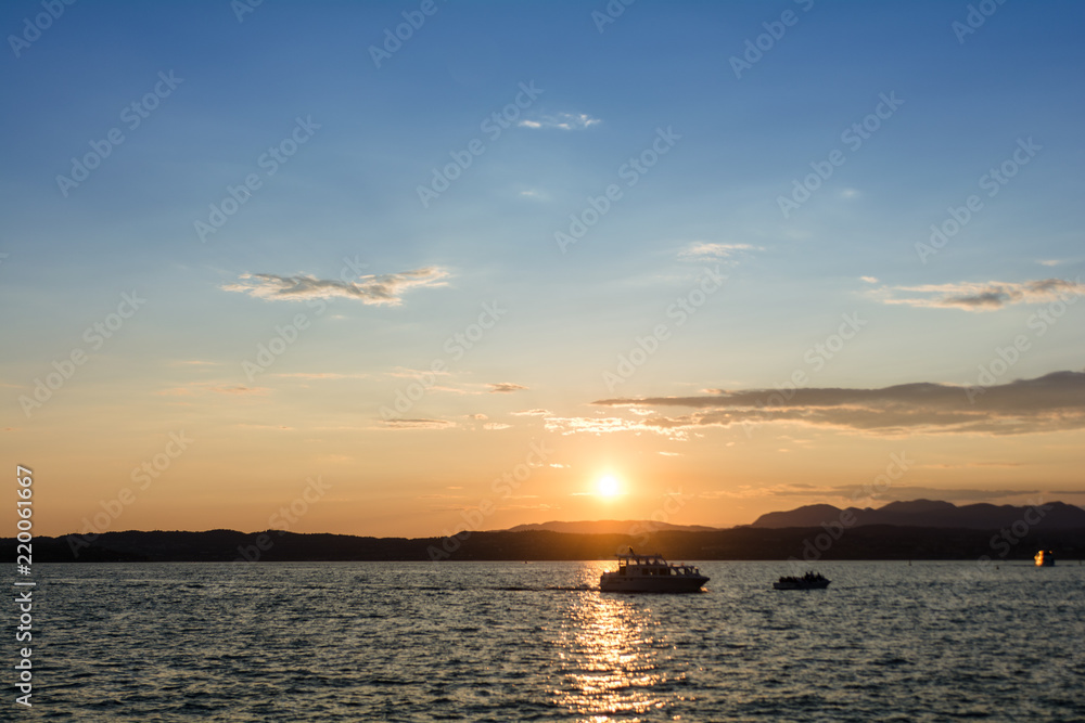 Sunset over lake garda Italy