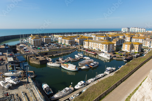 Brighton marina boats and buildings in East Sussex England UK near Eastbourne  © acceleratorhams