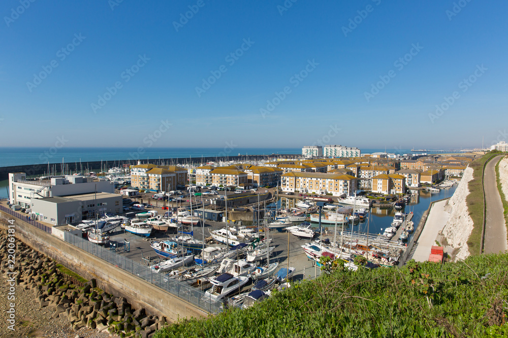 Brighton marina East Sussex with boats yachts and apartments