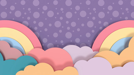 Rollo Babyzimmer Regenbogen und Wolken auf Lila  © tykcartoon