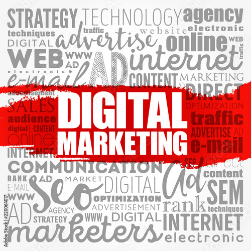 Digital Marketing word cloud collage, business concept background