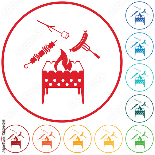 Brazier, zephyr, kebab and sausage icon
