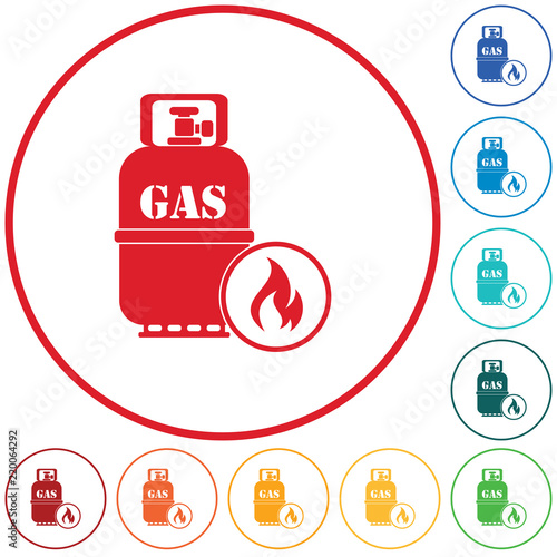 Camping stove with gas bottle icon vector