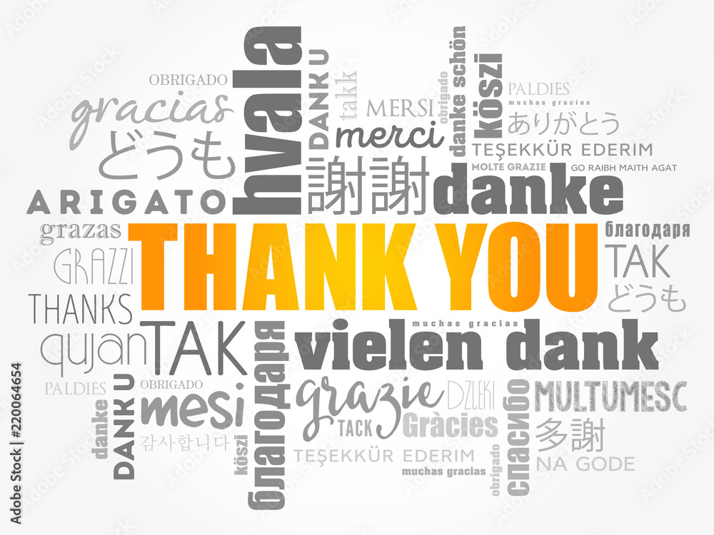 Fototapeta Thank You word cloud in different languages, concept background