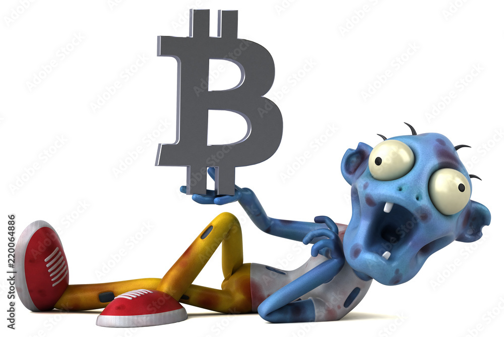 Zombie and bitcoin - 3D Illustration Zombie and bitcoin - 3D Illustration