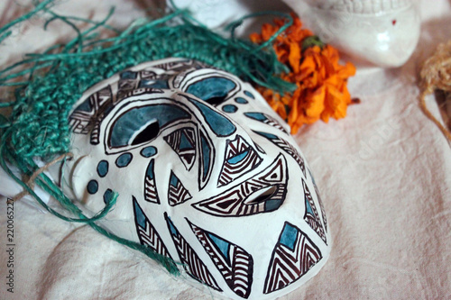 mexican colorful skulls skeleton, dias de los muertos, day of the death dead