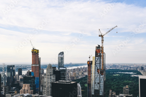 Aerial view at sunset of New York City